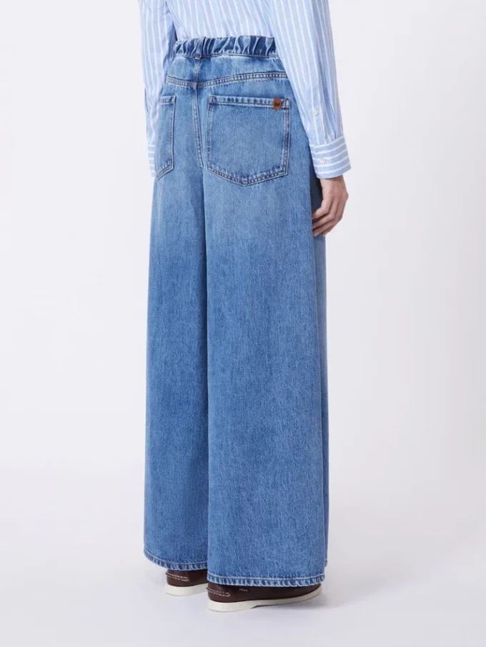 Wijde katoenen denim jeans, marineblauw Wijde katoenen denim jeans, marineblauw
