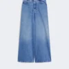 Wijde katoenen denim jeans, marineblauw Wijde katoenen denim jeans, marineblauw