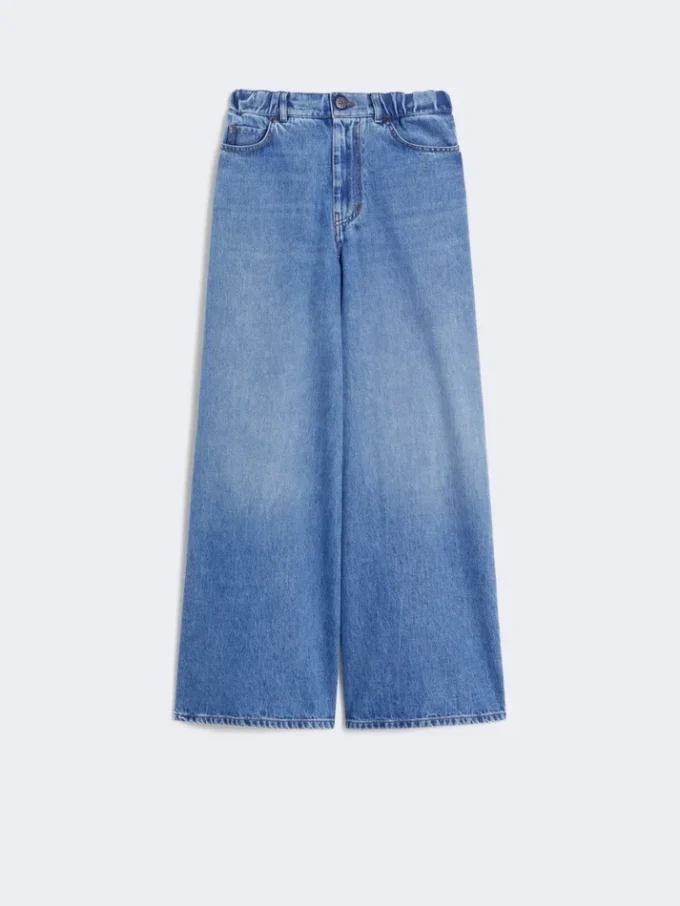 Wijde katoenen denim jeans, marineblauw Wijde katoenen denim jeans, marineblauw