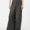 Wijde zijden broek met print, zwart-wit Wijde zijden broek met print, zwart-wit