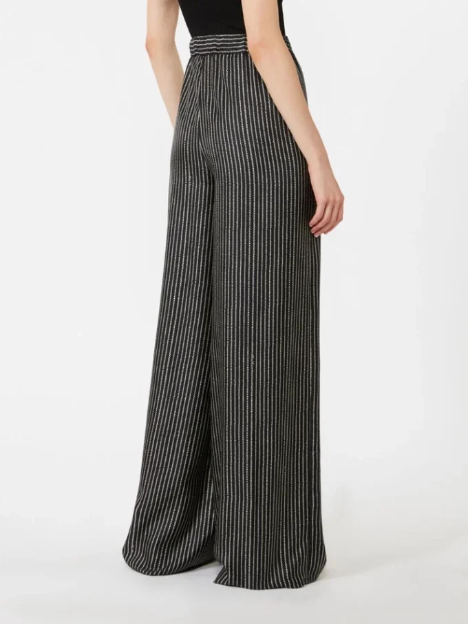 Wijde zijden broek met print, zwart-wit Wijde zijden broek met print, zwart-wit