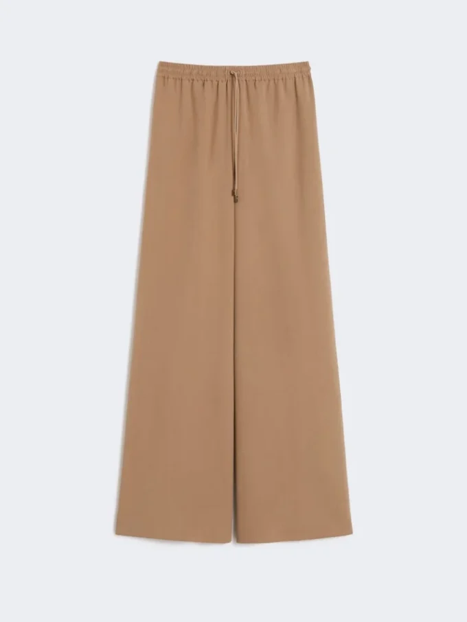 Wijdvallende broek van gewassen zijde, hazelnootbruin Wijdvallende broek van gewassen zijde, hazelnootbruin