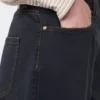 Wijdvallende broek van katoensatijn, marineblauw Wijdvallende broek van katoensatijn, marineblauw