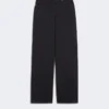Wijdvallende broek van katoensatijn, marineblauw Wijdvallende broek van katoensatijn, marineblauw