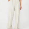 Wijdvallende broek van piquajersey met krijtstreep, wit Wijdvallende broek van piquajersey met krijtstreep, wit