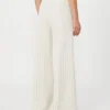 Wijdvallende broek van piquajersey met krijtstreep, wit Wijdvallende broek van piquajersey met krijtstreep, wit