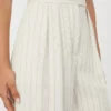 Wijdvallende broek van piquajersey met krijtstreep, wit Wijdvallende broek van piquajersey met krijtstreep, wit