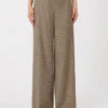 Wijdvallende broek van wol met patroon, karamel Wijdvallende broek van wol met patroon, karamel