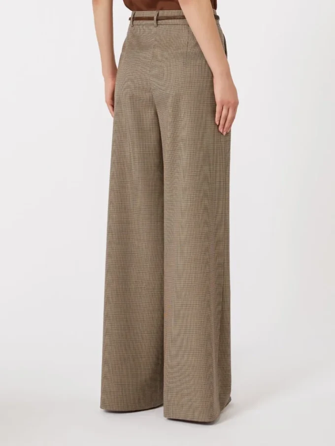 Wijdvallende broek van wol met patroon, karamel Wijdvallende broek van wol met patroon, karamel