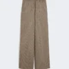 Wijdvallende broek van wol met patroon, karamel Wijdvallende broek van wol met patroon, karamel