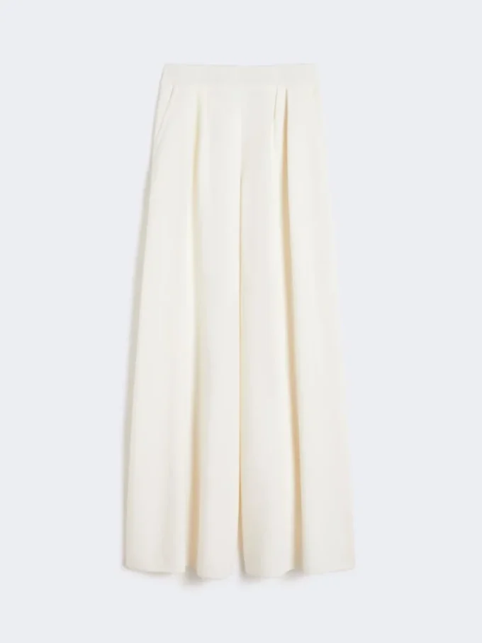 Wijdvallende wollen broek, zijde Wijdvallende wollen broek, zijde