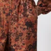 Wijdvallende zijden broek met print, terracotta Wijdvallende zijden broek met print, terracotta