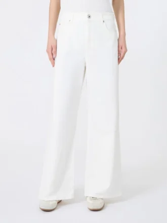 Witte broek van katoen met wijde pijpen