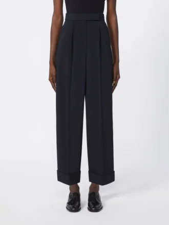 Wollen broek met hoge taille, ultramarijn