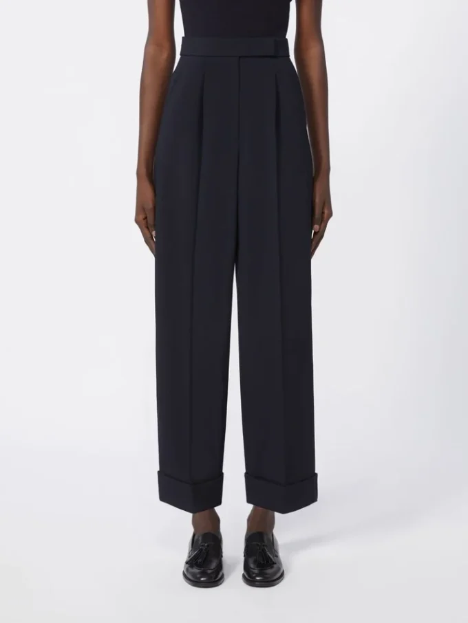 Wollen broek met hoge taille, ultramarijn
