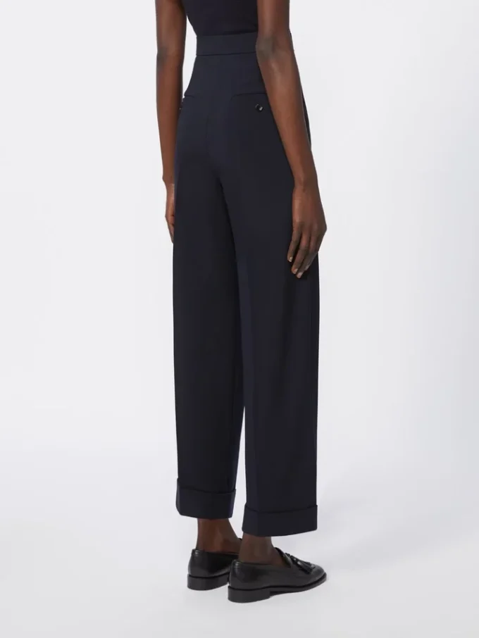 Wollen broek met hoge taille, ultramarijn