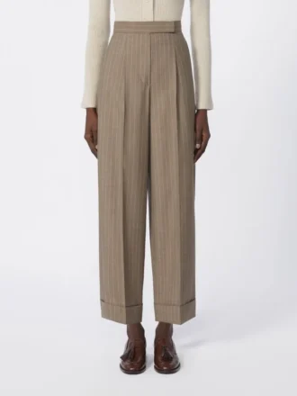 Wollen broek met krijtstreep, hazelnootbruin Wollen broek met krijtstreep, hazelnootbruin