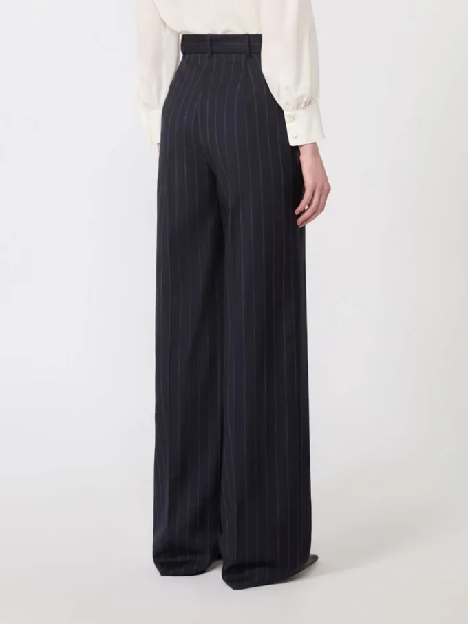 Wollen broek met krijtstreep, marineblauw Wollen broek met krijtstreep, marineblauw