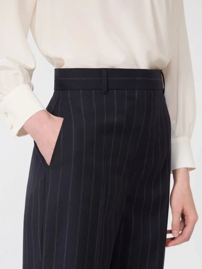 Wollen broek met krijtstreep, marineblauw Wollen broek met krijtstreep, marineblauw