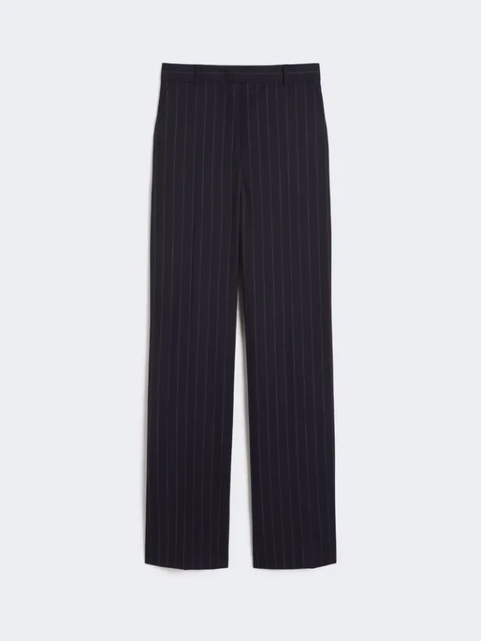 Wollen broek met krijtstreep, marineblauw Wollen broek met krijtstreep, marineblauw