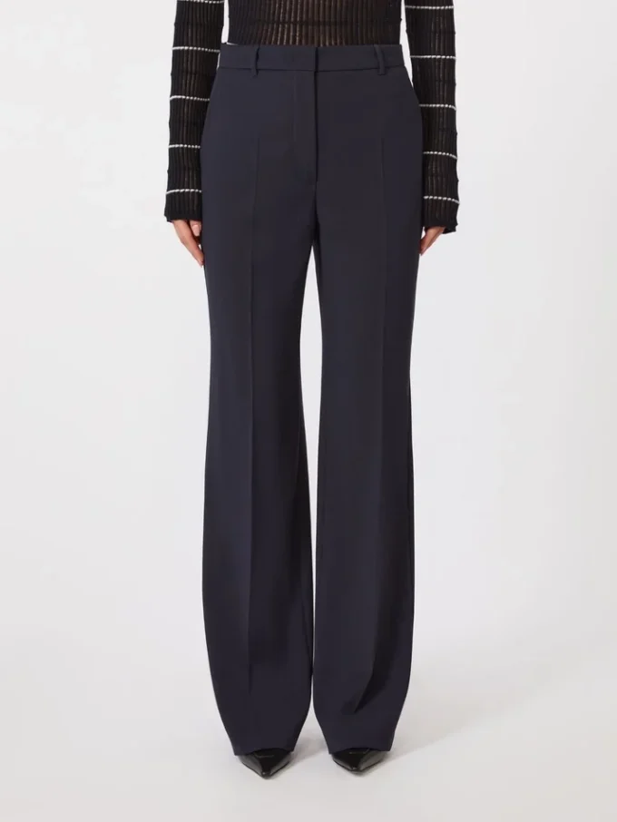 Wollen crêpe broek, marineblauw Wollen crêpe broek, marineblauw