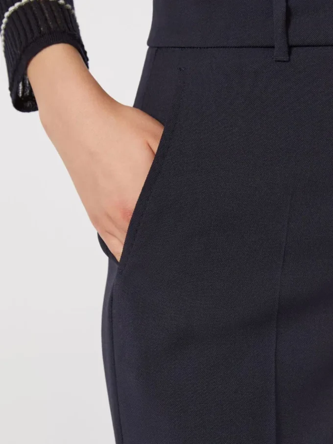 Wollen crêpe broek, marineblauw Wollen crêpe broek, marineblauw