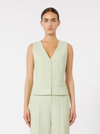 Wollen crêpe vest, groen