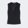 Wollen crêpe vest, marineblauw Wollen crêpe vest, marineblauw