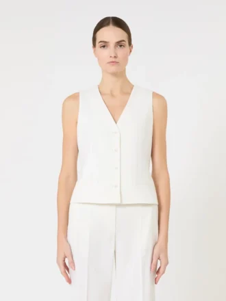 Wollen crêpe vest, wit