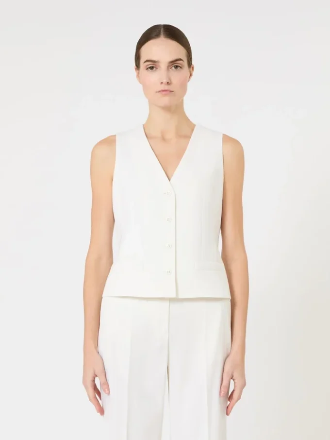 Wollen crêpe vest, wit Wollen crêpe vest, wit
