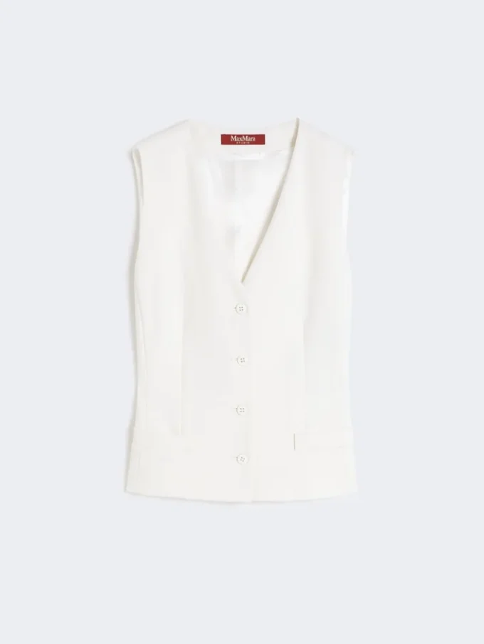 Wollen crêpe vest, wit Wollen crêpe vest, wit