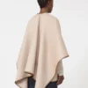Wollen en kasjmier cape met riem, zandkleur
