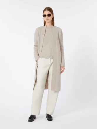 Wollen en kasjmier trui met boxy-pasvorm, beige
