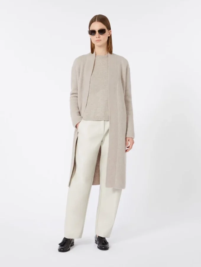 Wollen en kasjmier trui met boxy-pasvorm, beige