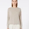 Wollen en kasjmier trui met boxy-pasvorm, beige