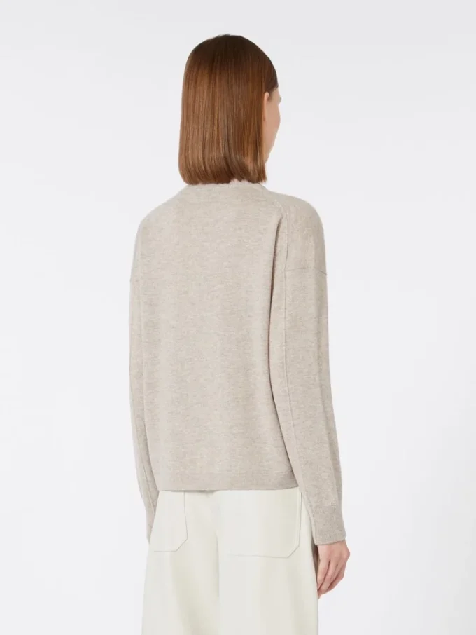 Wollen en kasjmier trui met boxy-pasvorm, beige