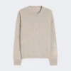 Wollen en kasjmier trui met boxy-pasvorm, beige
