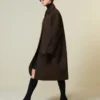 Wollen en mohair cocoonjas, bruin Wollen en mohair cocoonjas, bruin