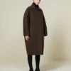 Wollen en mohair cocoonjas, bruin Wollen en mohair cocoonjas, bruin