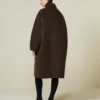 Wollen en mohair cocoonjas, bruin Wollen en mohair cocoonjas, bruin