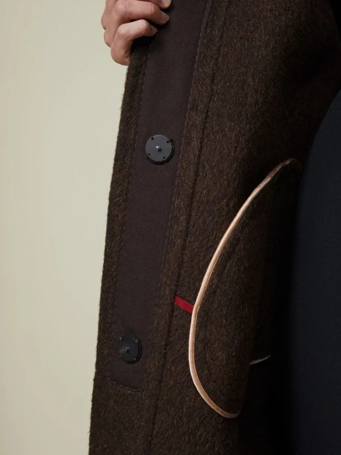 Wollen en mohair cocoonjas, bruin Wollen en mohair cocoonjas, bruin