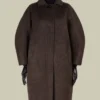 Wollen en mohair cocoonjas, bruin Wollen en mohair cocoonjas, bruin