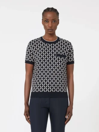 Wollen jacquard trui, ultramarijn