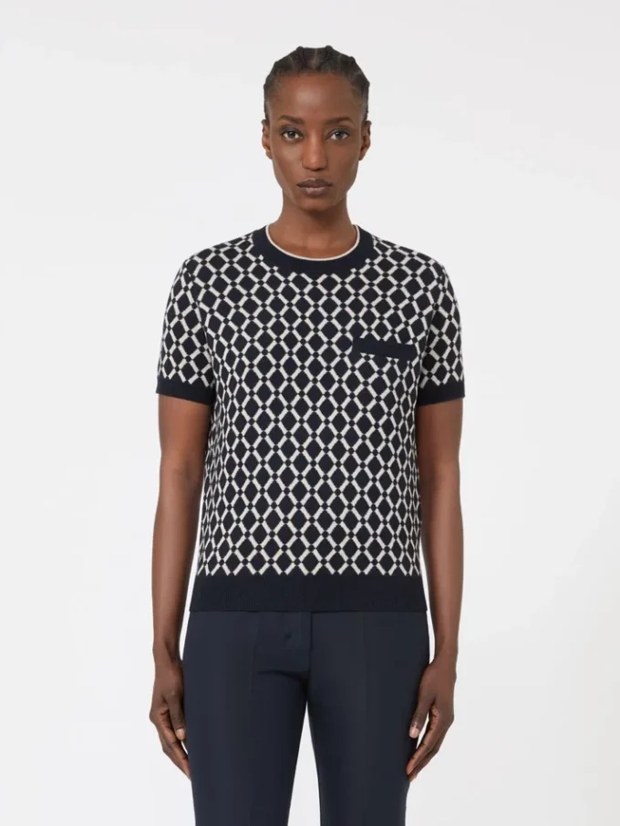 Wollen jacquard trui, ultramarijn Wollen jacquard trui, ultramarijn