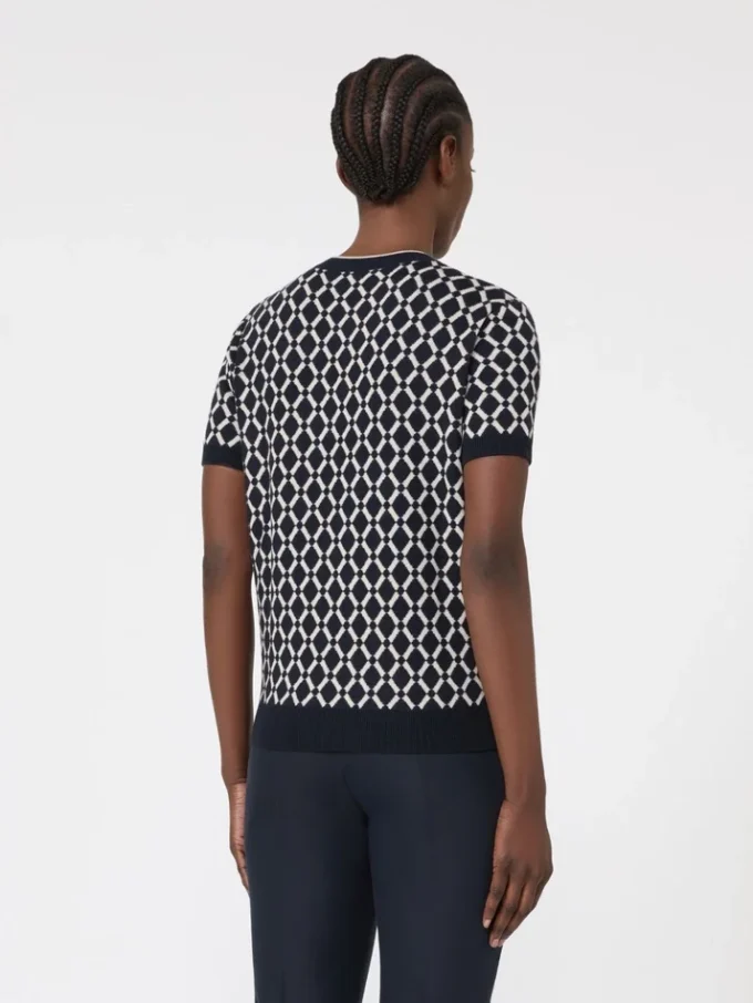 Wollen jacquard trui, ultramarijn Wollen jacquard trui, ultramarijn