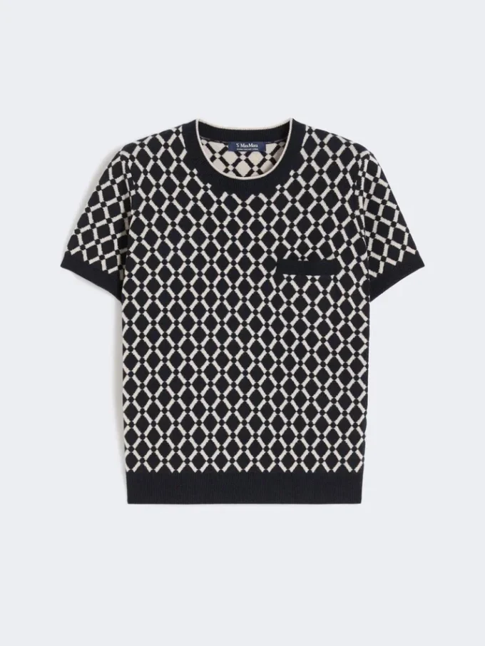 Wollen jacquard trui, ultramarijn Wollen jacquard trui, ultramarijn