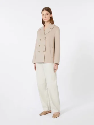 Wollen jasje van broadcloth, beige-roze