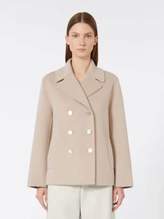Wollen jasje van broadcloth, beige-roze