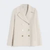 Wollen jasje van broadcloth, zandkleur Wollen jasje van broadcloth, zandkleur