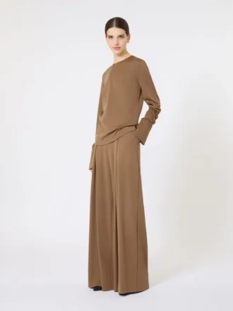 Wollen jersey broek, tabak Wollen jersey broek, tabak